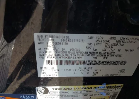 2019 Ford Expedition Xlt from USA, damaged, VIN 1FMJU1HT0KEA53764